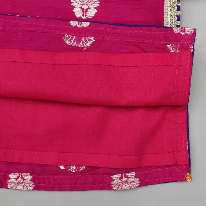 Online Pink Lace Work Kurti And Tulip Dhoti With Dupatta Ethnic Wear | Dhotis & Patialas