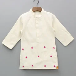 Fashion Pink Lotus Embroidered Kurta And Pyjama BOY Indian Ethnic Wear | Ethnic Sets