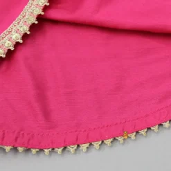 Fashion Pink Mirror Work Top With Inner And Ikat Printed Lehenga With Dupatta Twinning Sets | Ethnic Wear