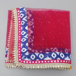 Fashion Pink Mirror Work Top With Inner And Ikat Printed Lehenga With Dupatta Twinning Sets | Ethnic Wear
