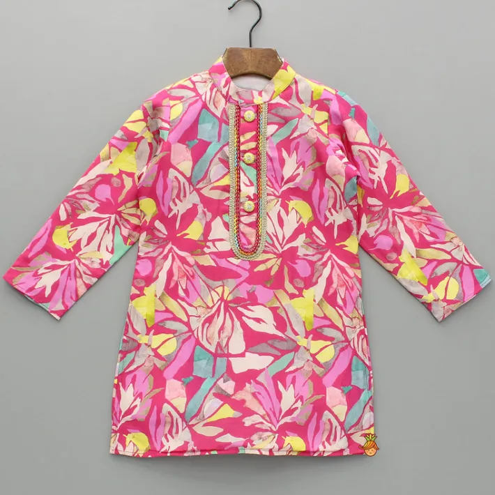 Best Pink Multicolour Printed Kurta And Pyjama BOY Twinning Sets | Indian Ethnic Wear