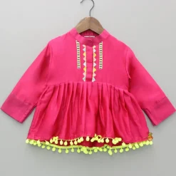 Fashion Pink Multicoloured Embroidered Kurti With Matching Pant Ethnic Wear | Churidars & Salwars