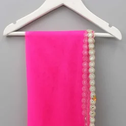 New Pink Net Lace Work Dupatta Ethnic Wear