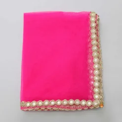 New Pink Net Lace Work Dupatta Ethnic Wear