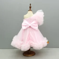 Hot Pink One Shoulder Embellished Dress With Detachable Trial And Bow With Matching Swirled Bowie Headband Dresses & Sets | Dresses
