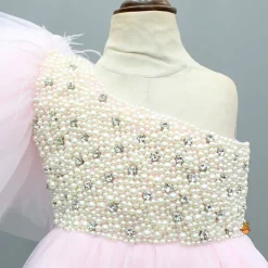 Hot Pink One Shoulder Embellished Dress With Detachable Trial And Bow With Matching Swirled Bowie Headband Dresses & Sets | Dresses