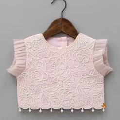Discount Pink Pleated Top And Beige Lehenga Ethnic Wear | Lehengas & Ghagras