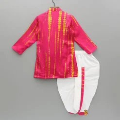 Outlet Pink Printed And Embellished Kurta With Dhoti BOY Indian Ethnic Wear | Ethnic Sets