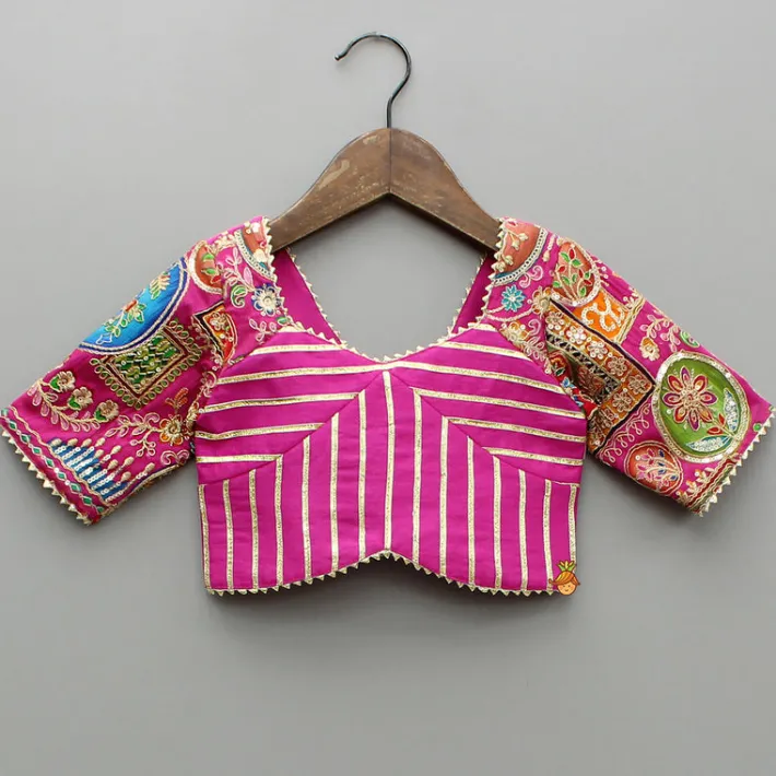 Clearance Pink Printed And Embroidered Top With Lehenga And Dupatta Ethnic Wear | Lehengas & Ghagras