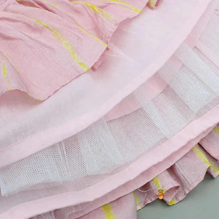 Clearance Pink Printed And Embroidered Top And Frill Lehenga Ethnic Wear | Lehengas & Ghagras