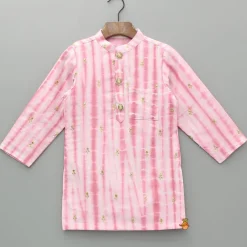 Outlet Pink Printed Embroidered Kurta With Pyjama BOY Indian Ethnic Wear | Ethnic Sets