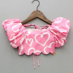 Outlet Pink Printed Smocked Top And High Low Skirt With Hairband Dresses & Sets | Sets