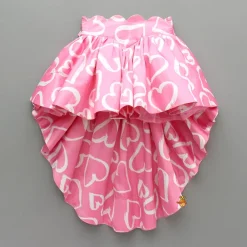 Outlet Pink Printed Smocked Top And High Low Skirt With Hairband Dresses & Sets | Sets