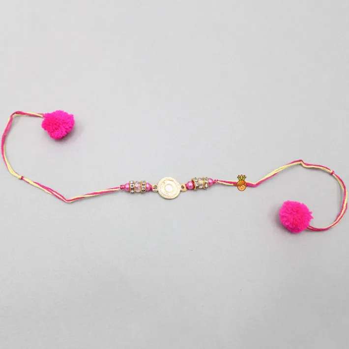 Clearance Pink Rakhi Adorned With An Embossed Swastik BOY Rakhis | Rakhis