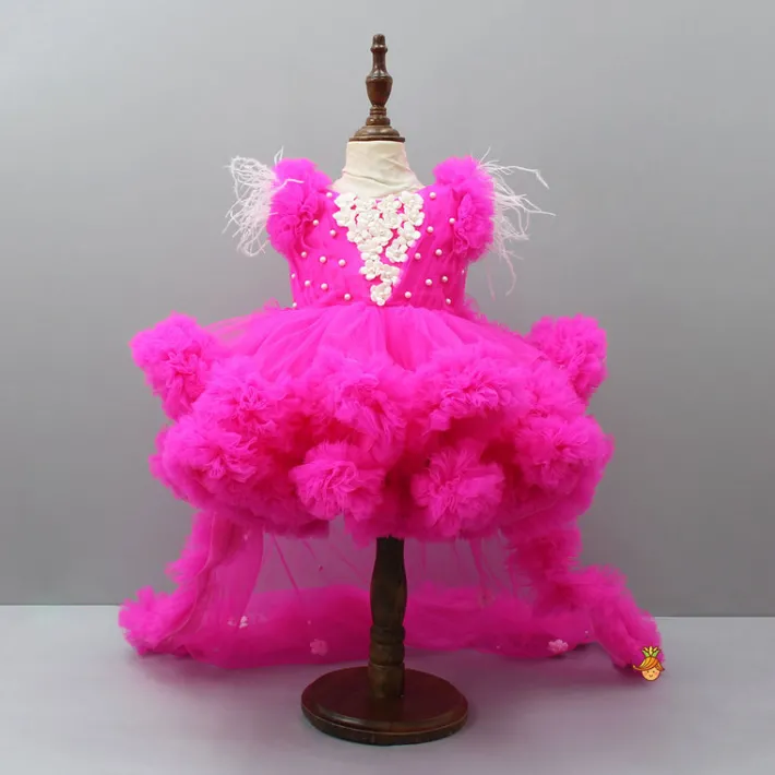 Best Pink Ruffle Trail Dress With Detachable Bow And Swirled Bowie Head Band Dresses & Sets | Dresses