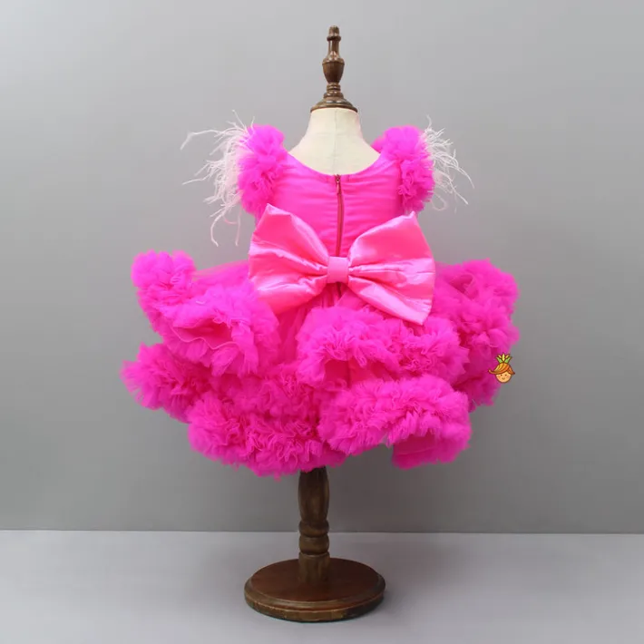 Best Pink Ruffle Trail Dress With Detachable Bow And Swirled Bowie Head Band Dresses & Sets | Dresses