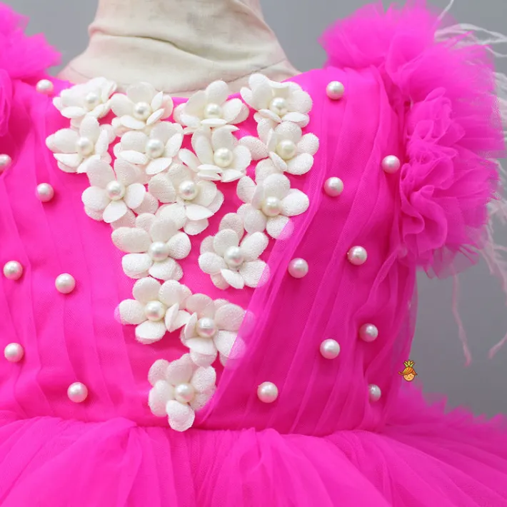 Best Pink Ruffle Trail Dress With Detachable Bow And Swirled Bowie Head Band Dresses & Sets | Dresses