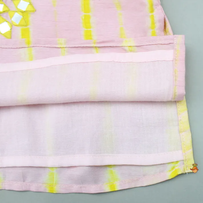 Sale Pink Shibori Printed Embroidered Kurta And Pyjama BOY Indian Ethnic Wear | Ethnic Sets