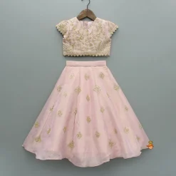 Discount Pink Shimmery Sequin Embroidered Top With Flared Lehenga And Matching Dupatta Ethnic Wear | Lehengas & Ghagras