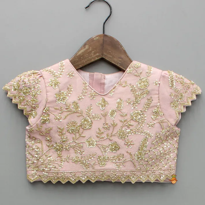Discount Pink Shimmery Sequin Embroidered Top With Flared Lehenga And Matching Dupatta Ethnic Wear | Lehengas & Ghagras