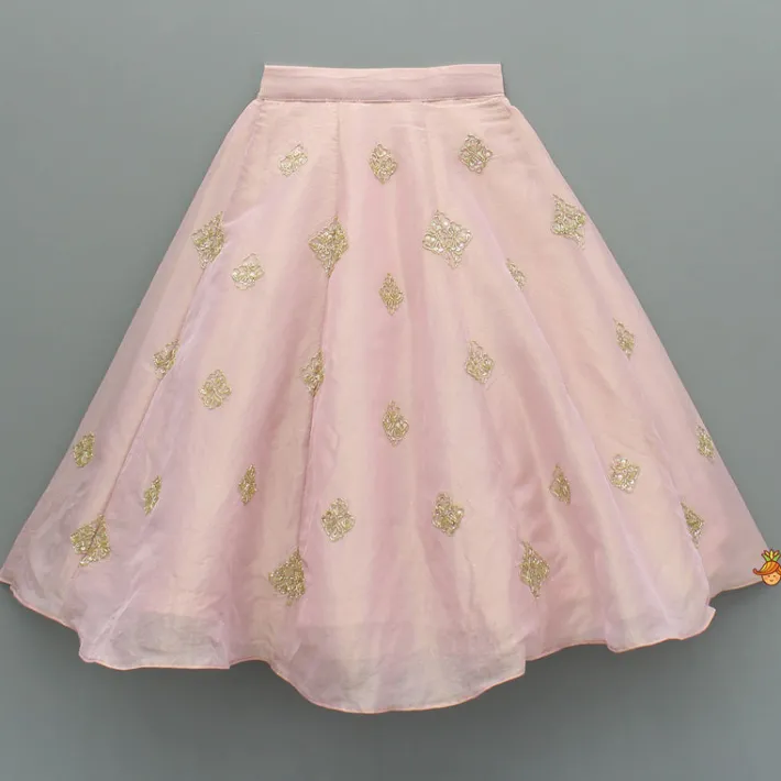 Discount Pink Shimmery Sequin Embroidered Top With Flared Lehenga And Matching Dupatta Ethnic Wear | Lehengas & Ghagras