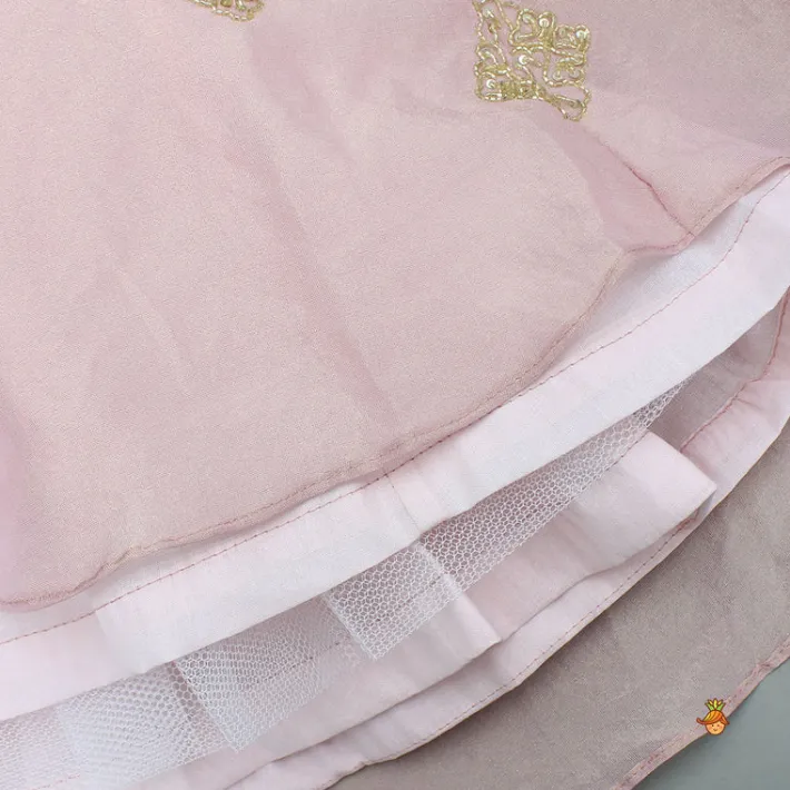 Discount Pink Shimmery Sequin Embroidered Top With Flared Lehenga And Matching Dupatta Ethnic Wear | Lehengas & Ghagras