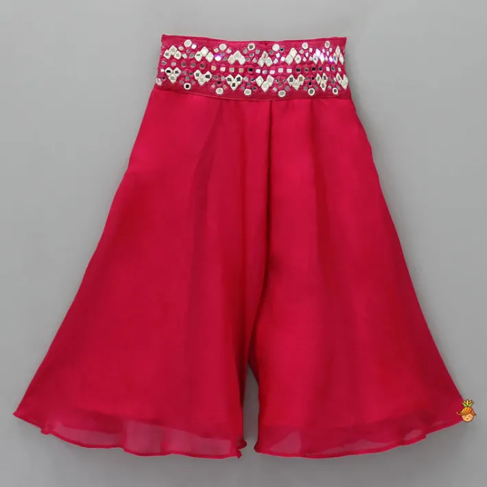 Online Pink Top With Asymmetric Stylish Cape And Palazzo Ethnic Wear | Palazzos & Shararas