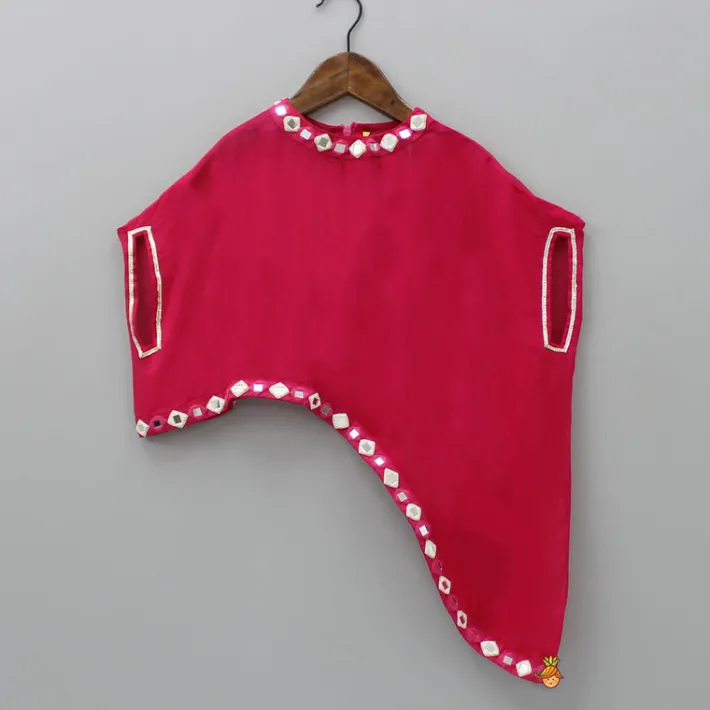 Online Pink Top With Asymmetric Stylish Cape And Palazzo Ethnic Wear | Palazzos & Shararas