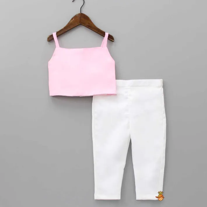Best Pink Top With Unicorn Embroidered Scuba Blazer And Pant Dresses & Sets | Sets