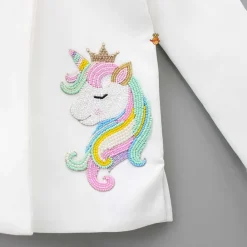 Best Pink Top With Unicorn Embroidered Scuba Blazer And Pant Dresses & Sets | Sets