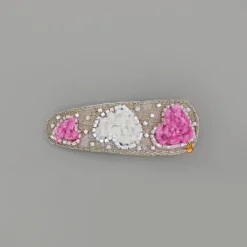 Online Pink White Heart Embroidered Hair Clips Hair Accessories | Hair Clips