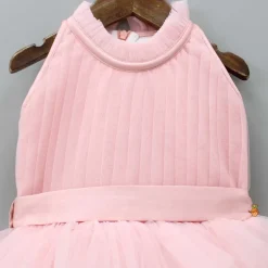 Best Pintuck Detailing And Frilly Layered Halter Neck Peach Dress With Matching Bowie Hair Band Dresses & Sets | Dresses
