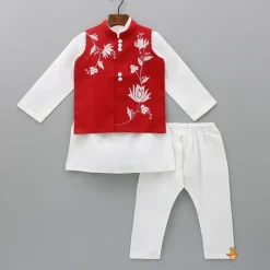 Best Plain Kurta And Thread Embroidered Jacket With Pyjama BOY Indian Ethnic Wear | Ethnic Sets