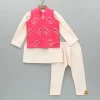 Outlet Plain Kurta With Embroidered Pink Jacket And Pyjama BOY Indian Ethnic Wear | Ethnic Sets