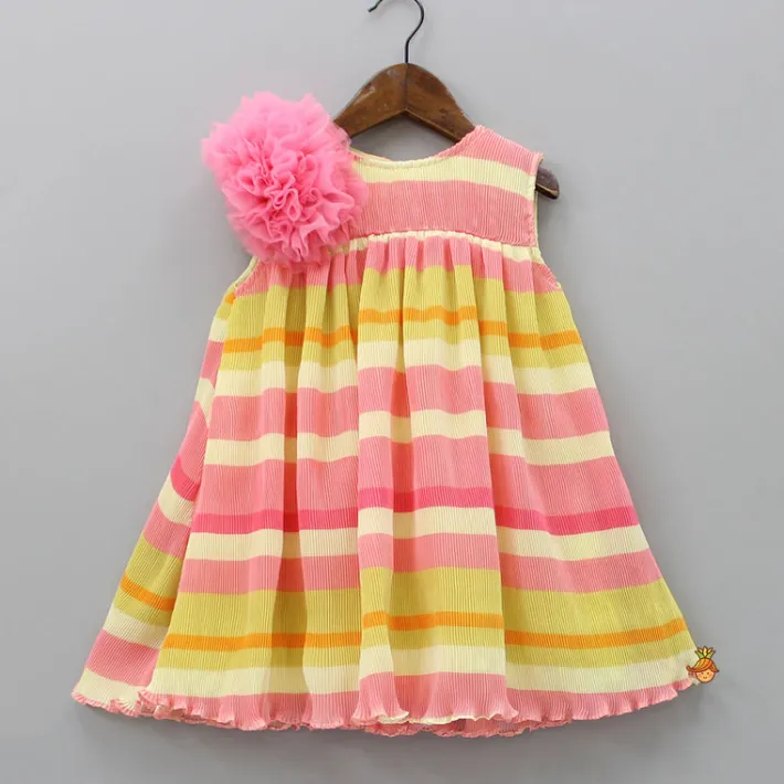 Best Pleated Crush Silk Multicolour Sleeveless Dress Dresses & Sets | Dresses