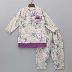 Sale Pleated Front Placket Multicolour Kurta And Pyjama BOY Twinning Sets | Indian Ethnic Wear