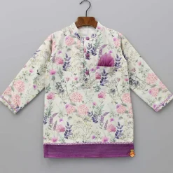 Sale Pleated Front Placket Multicolour Kurta And Pyjama BOY Twinning Sets | Indian Ethnic Wear