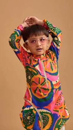 Discount Pleated Stylish Hem Multicolour Kurta And Pyjama BOY Indian Ethnic Wear | Ethnic Sets