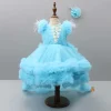 Discount Pleated Yoke Blue Dress With Detachable Trail And Matching Headband Dresses & Sets | Dresses