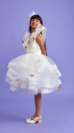 Discount Pleated Yoke Off White Butterfly Dress With Stiff Belt Dresses & Sets | Dresses