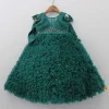 New Pleated Yoke Ruffled Green Fancy Gown Dresses & Sets | Gowns
