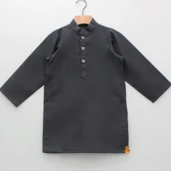 Clearance Pockets Detail Black Kurta With Printed Jacket And Pyjama BOY Twinning Sets | Indian Ethnic Wear