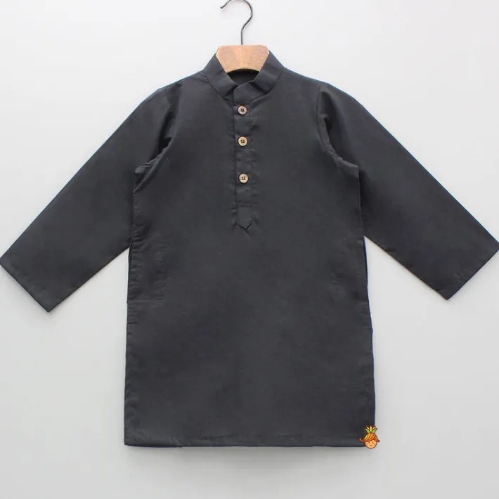 Clearance Pockets Detail Black Kurta With Printed Jacket And Pyjama BOY Twinning Sets | Indian Ethnic Wear