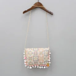 Fashion Pom Pom Detailed Multicolour Sling Bag Bags