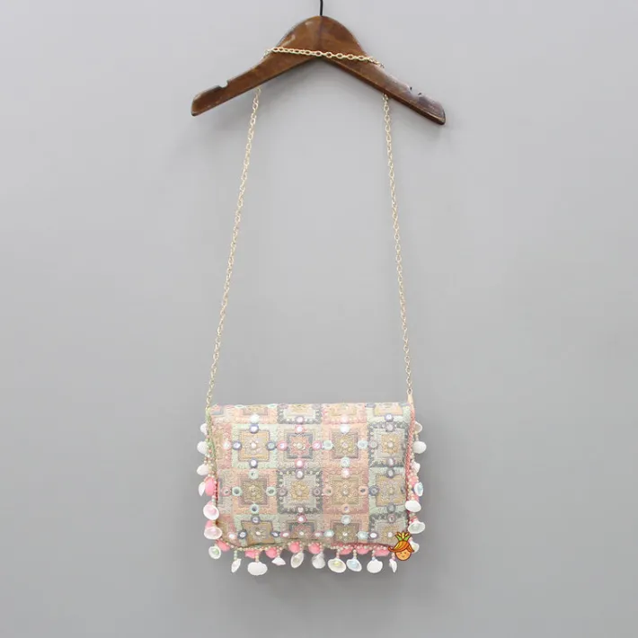 Fashion Pom Pom Detailed Multicolour Sling Bag Bags