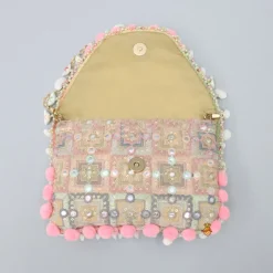 Fashion Pom Pom Detailed Multicolour Sling Bag Bags