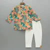 Discount Pom Poms Adorned Multicolour Kurta And Dual Pockets Detail Off White Pyjama BOY Indian Ethnic Wear | Ethnic Sets