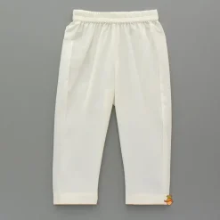 Discount Pom Poms Adorned Multicolour Kurta And Dual Pockets Detail Off White Pyjama BOY Indian Ethnic Wear | Ethnic Sets