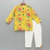 Hot Pom Poms Adorned Yellow Kurta And Pockets Detail Pyjama BOY Indian Ethnic Wear | Ethnic Sets