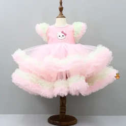 Sale Pretty Kitty Frills Enhanced And Layered Pink Net Dress Dresses & Sets | Dresses